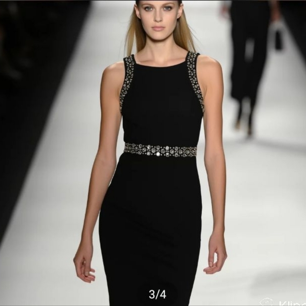 LUCY & LAUREL Fit and Flirty Black Dress w/ Metallic Accents, M